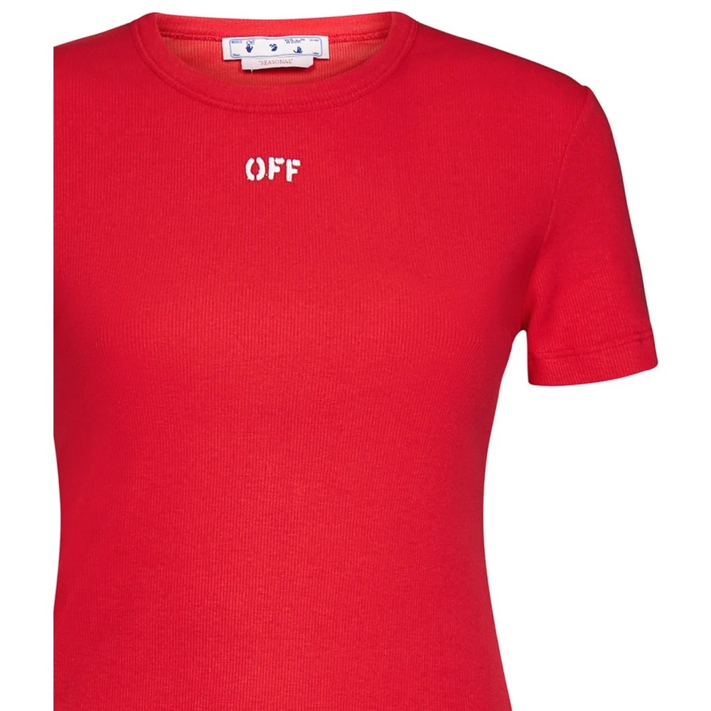 Off-White Red T-Shirt with Logo